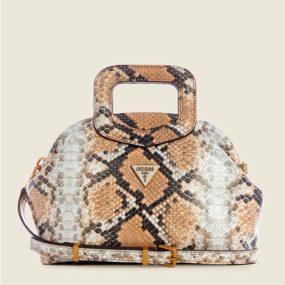 New GUESS Errin Snakeskin Small Frame Satchel - Picture 1 of 10